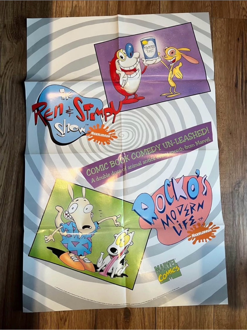 Vintage 90s The Ren & Stimpy Show x Rocko Poster Nickelodeon